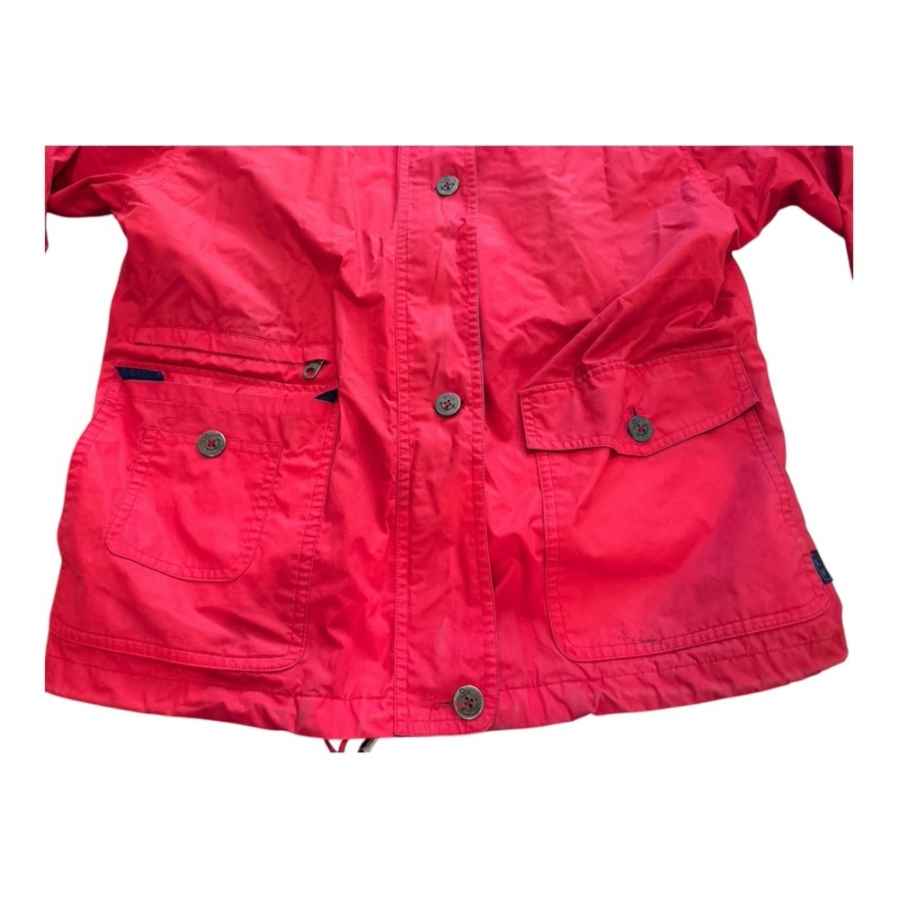 Vintage London Fog Red Women’s Rain Jacket Size XL Zip Up Navy Lined Canvas Coat - Picture 7 of 11